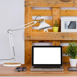 Unilux arkitektlampe Baya - Hvid LED kontorlampe - dobbelte leddelte drejearm