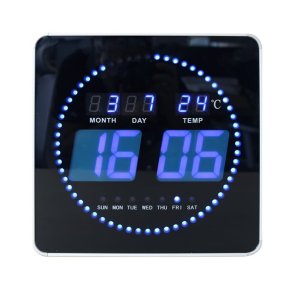 Unilux Flo LED Clock 28cm - Digitalt vgur/Bordur i sort