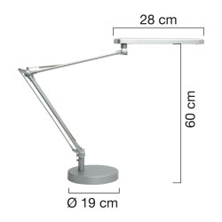 Unilux arkitektlampe Mambo - gr LED kontorlampe - Drejelig dobbeltleddet arm