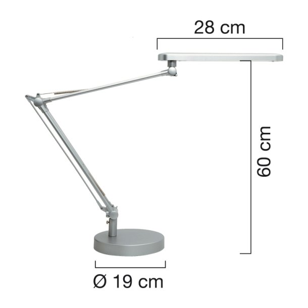 Unilux arkitektlampe Mambo - gr LED kontorlampe - Drejelig dobbeltleddet arm