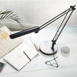 Unilux arkitektlampe Mambo - Sort LED kontorlampe - Drejelig dobbeltleddet arm