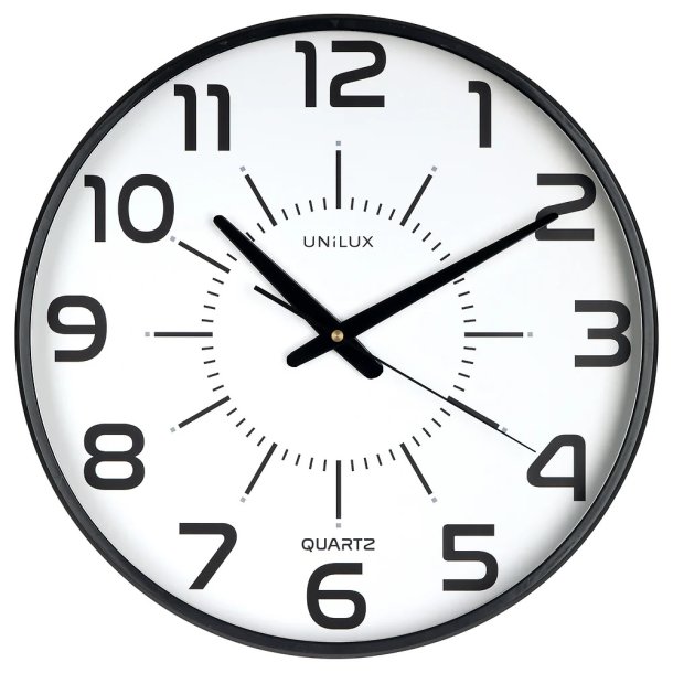 Unilux Maxi Pop Silent Clock 38cm - Analog vgur med sort ramme