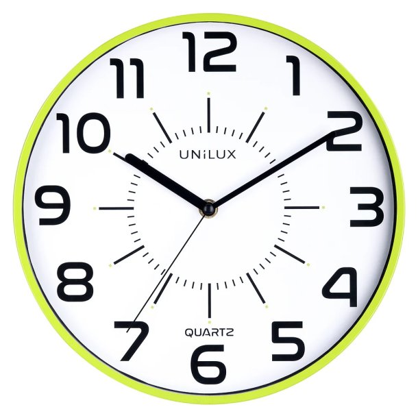 Unilux Pop Silent Clock<br>Analog vgur med grn ramme<br>Diameter 30,5 cm