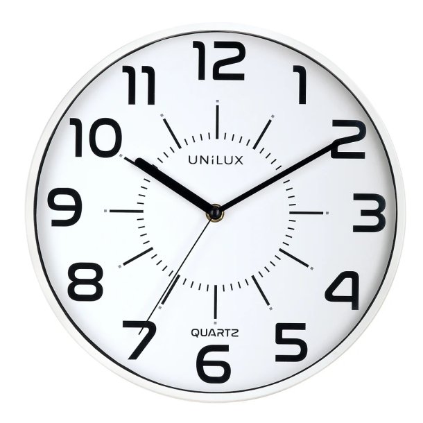 Unilux Pop Silent Clock<br>Analog vgur med hvid ramme<br>Diameter 30,5 cm