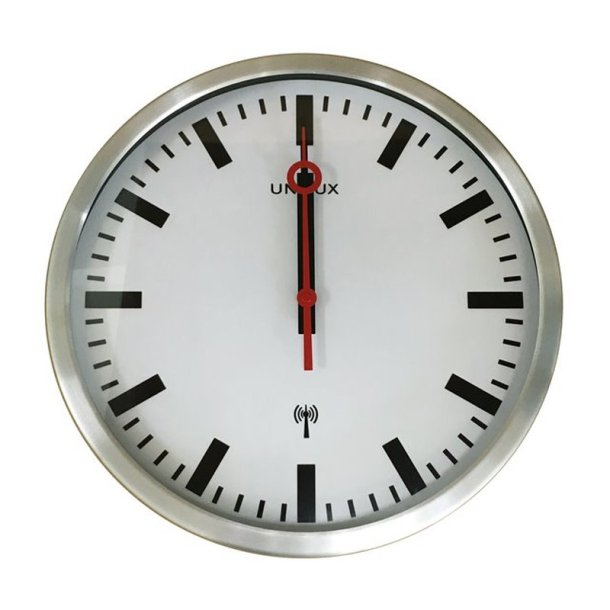 Unilux Station Clock<br>Analog vgur i slv<br>Diameter 35,5 cm