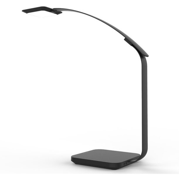 Unilux bordlampe Timelight - Sort LED kontorlampe - Bluetooth, USB og QI charging