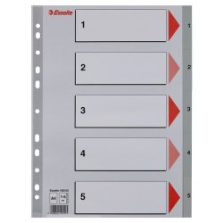 Esselte A4 Register - Kraftig pp - 1-5 - gr
