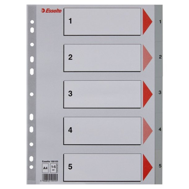 Esselte A4 Register - Kraftig pp - 1-5 - gr