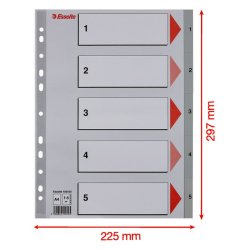 Esselte A4 Register - Kraftig pp - 1-5 - gr