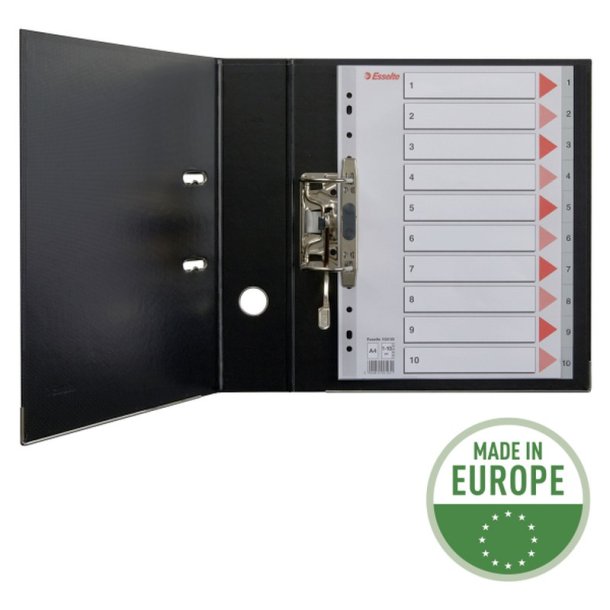 Esselte A4 Register - Kraftig pp - 1-10 - med pile-design - gr