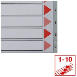 Esselte A4 Register - Kraftig pp - 1-10 - med pile-design - gr