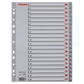 Esselte A4 Register - Kraftig pp - 1-20 - med pile-design - gr