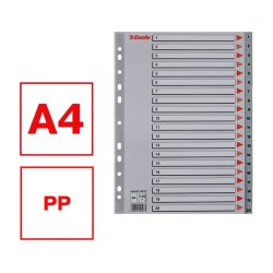 Esselte A4 Register - Kraftig pp - 1-20 - med pile-design - gr
