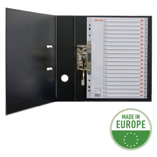 Esselte A4 Register - Kraftig pp - 1-20 - med pile-design - gr