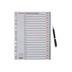 Esselte A4 Register - Kraftig pp - 1-20 - med pile-design - gr