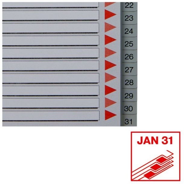 Esselte A4 Register - Kraftig pp - 1-31 - med pile-design - gr