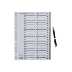 Esselte A4 Register - Kraftig pp - 1-54 - med pile-design - gr