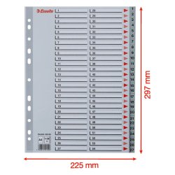 Esselte A4 Register - Kraftig pp - 1-54 - med pile-design - gr