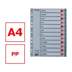 Esselte A4 Register - Kraftig pp - Jan-Dec. (GB) - gr