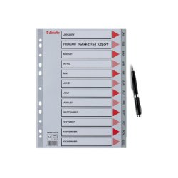 Esselte A4 Register - Kraftig pp - Jan-Dec. (GB) - gr
