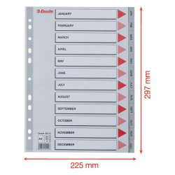 Esselte A4 Register - Kraftig pp - Jan-Dec. (GB) - gr