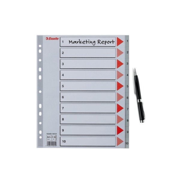 Esselte A4 maxi Register - Kraftig pp - 1-10 - gr