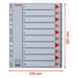 Esselte A4 maxi Register - Kraftig pp - 1-10 - gr
