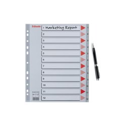 Esselte A4 maxi Register - Kraftig pp - 1-12 - gr