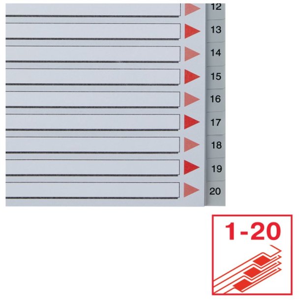 Esselte A4 maxi Register - Kraftig pp - 1-20 - gr