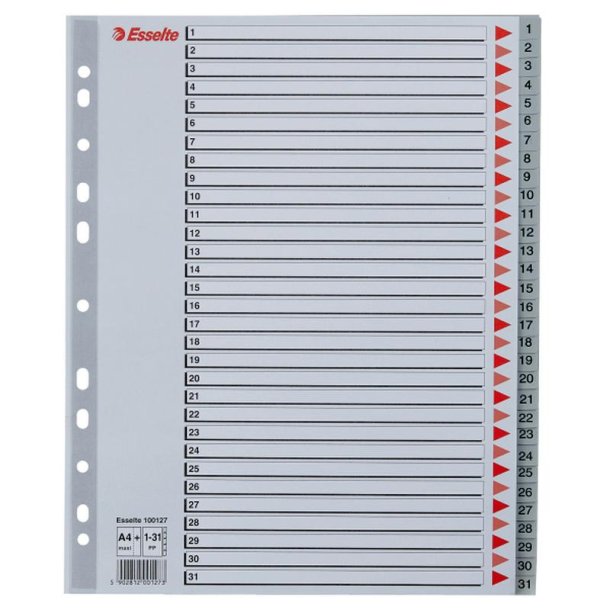 Esselte A4 maxi Register - Kraftig pp - 1-31 - gr