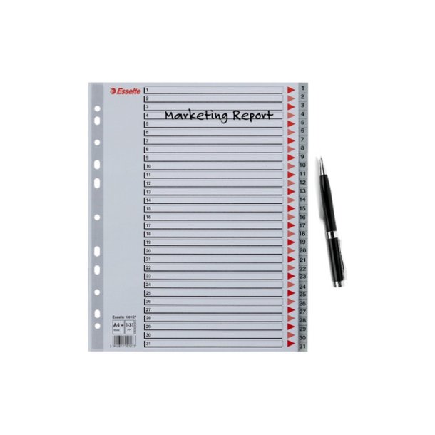 Esselte A4 maxi Register - Kraftig pp - 1-31 - gr