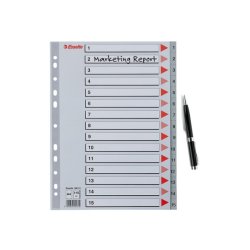Esselte A4 Register - Kraftig pp - 1-15 - med pile-design - gr