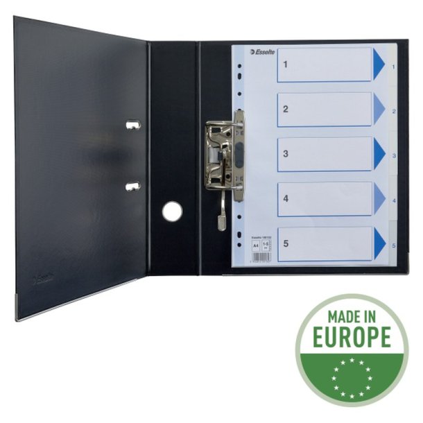 Esselte A4 Register - Kraftig pp - 1-5 - med pile-design - hvid