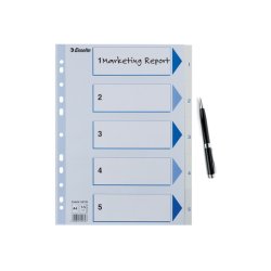 Esselte A4 Register - Kraftig pp - 1-5 - med pile-design - hvid