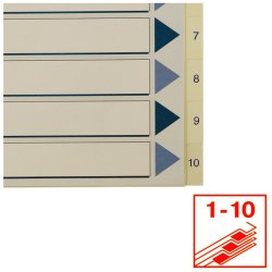 Esselte Register PP A4 1-10 hvid Kraftig hvid PP-folie - forstrket hulkanten - Pile-design.