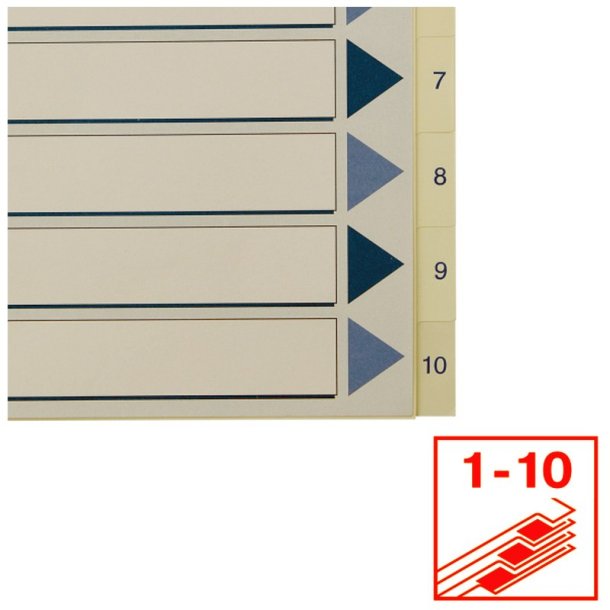 Esselte Register PP A4 1-10 hvid Kraftig hvid PP-folie - forstrket hulkanten - Pile-design.
