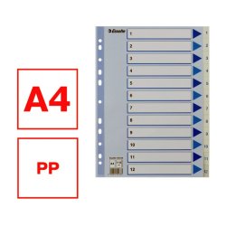 Esselte Register PP A4 1-12 hvid Kraftig hvid PP-folie - forstrket hulkanten - Pile-design.