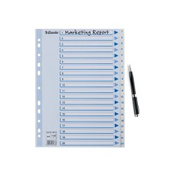 Esselte Register PP A4 1-20 hvid Kraftig hvid PP-folie - forstrket hulkanten - Pile-design.