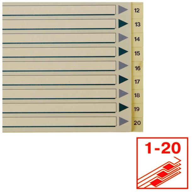 Esselte Register PP A4 1-20 hvid Kraftig hvid PP-folie - forstrket hulkanten - Pile-design.