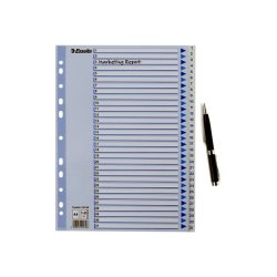 Esselte Register PP A4 1-31 hvid Kraftig hvid PP-folie - forstrket hulkanten - Pile-design.