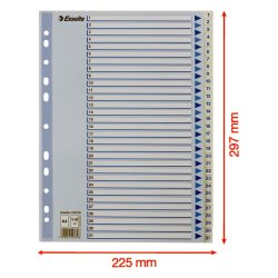 Esselte Register PP A4 1-31 hvid Kraftig hvid PP-folie - forstrket hulkanten - Pile-design.