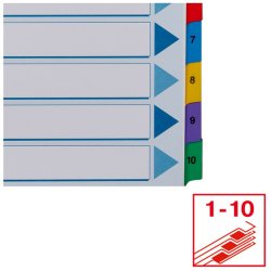 Esselte A4 Register - Mylar - strk karton - 1-10 - hvid