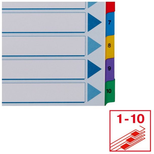 Esselte A4 Register - Mylar - strk karton - 1-10 - hvid