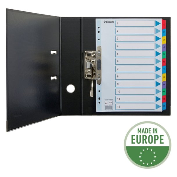 Esselte A4 Register - Mylar - strk karton - 1-12 - hvid