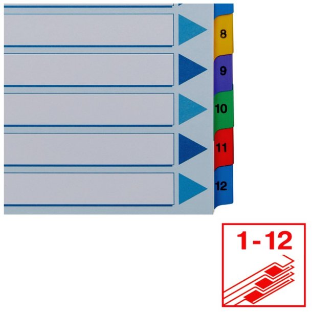 Esselte A4 Register - Mylar - strk karton - 1-12 - hvid