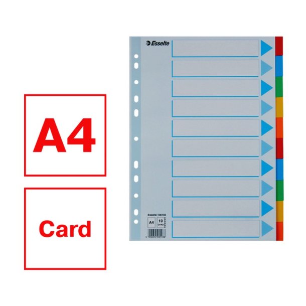 Esselte A4 Faneblade - karton - 10-delt