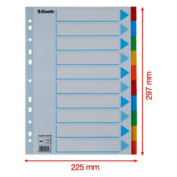 Esselte A4 Faneblade - karton - 10-delt