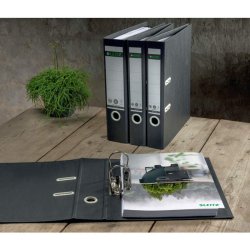 Leitz A4 Brevordner 180&deg; - 100 % genbrugskarton - 80mm - sort