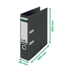 Leitz A4 Brevordner 180&deg; - 100 % genbrugskarton - 80mm - sort