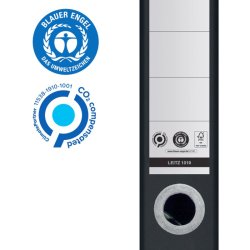 Leitz A4 Brevordner 180&deg; - 100 % genbrugskarton - 50mm - sort